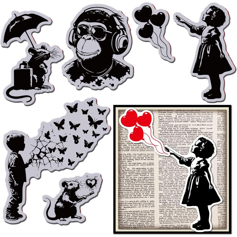 Grafitti Balloon Monkey Cling  - Butterfly Rubber Sheet ulasan dan harga
