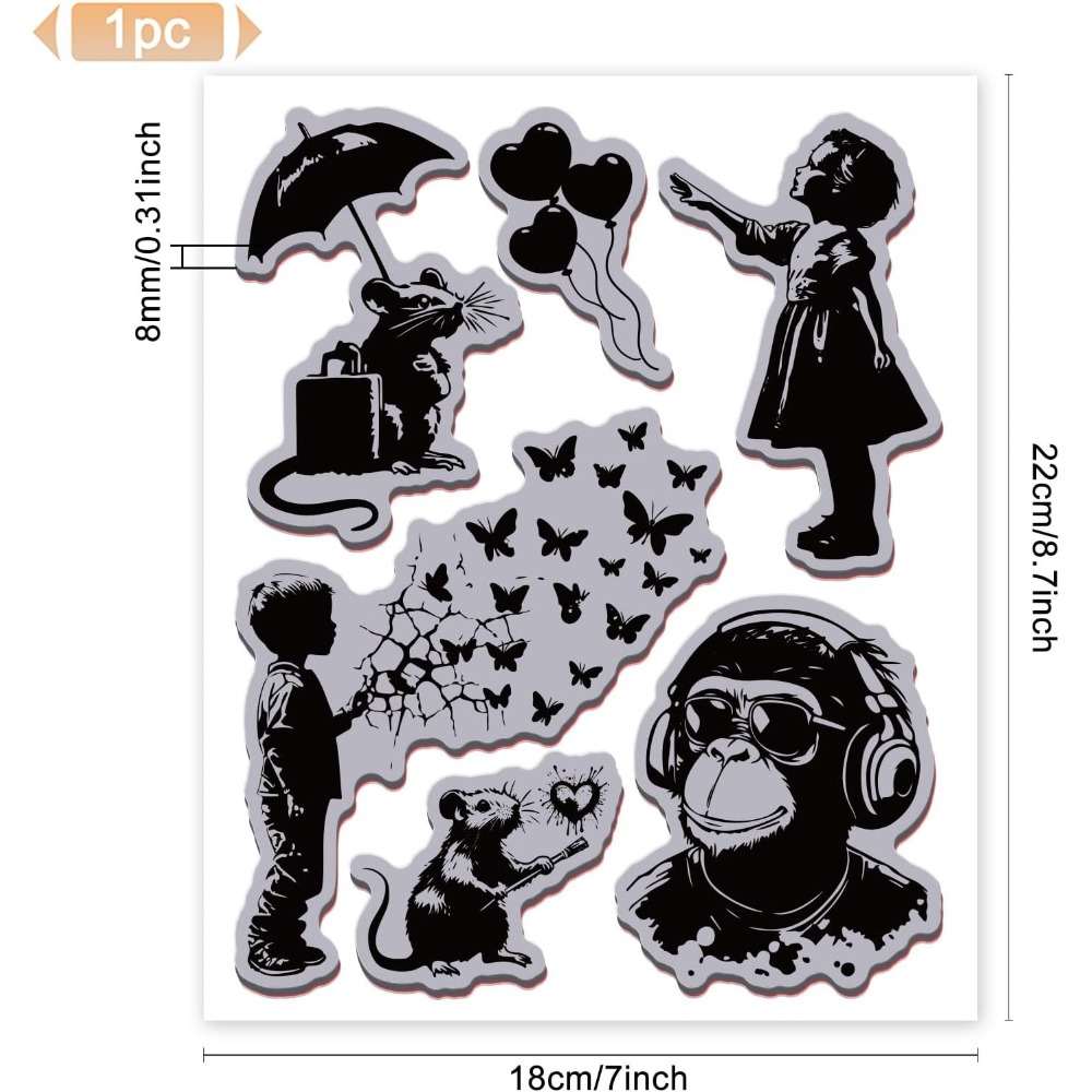 Grafitti Balloon Monkey Cling  - Butterfly Rubber Sheet ulasan dan harga