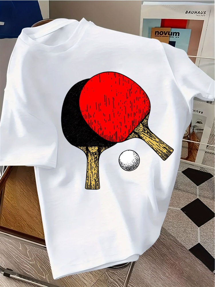 Mens Navy Crew Neck Tee Vintag - Table Tennis Graphics ulasan dan harga