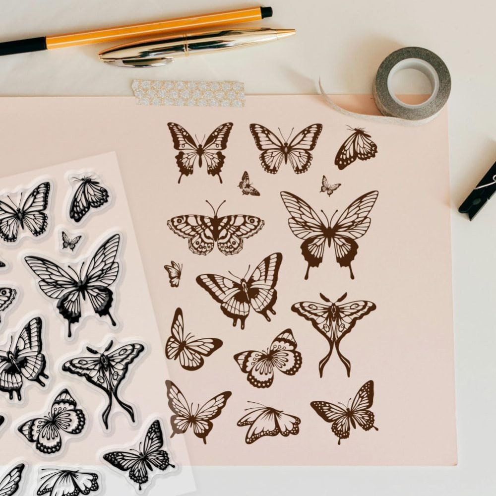 1 Sheet Clear Stamp for Card M - Butterfly Rubber Sheet ulasan dan harga