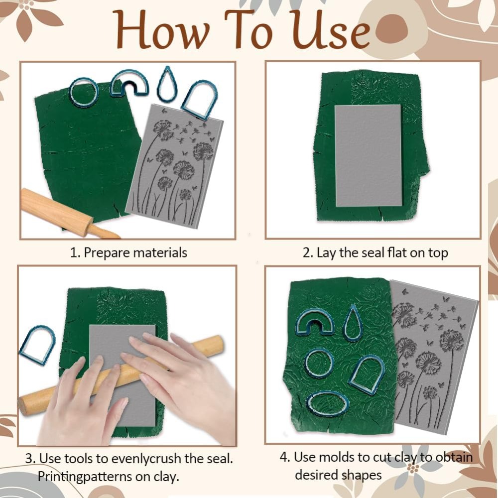 4 Sheets Dandelion Clay Textur - Butterfly Rubber Sheet ulasan dan harga